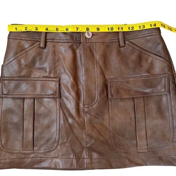 Revolve Tularosa Med Becca Faux Leather Mini Skirt Walnut Brown NWOT MSRP $168 - Picture 4 of 7